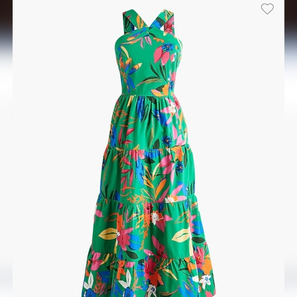 NWT J. Crew Factory Green Floral Midi Dress - Picture 1 of 14